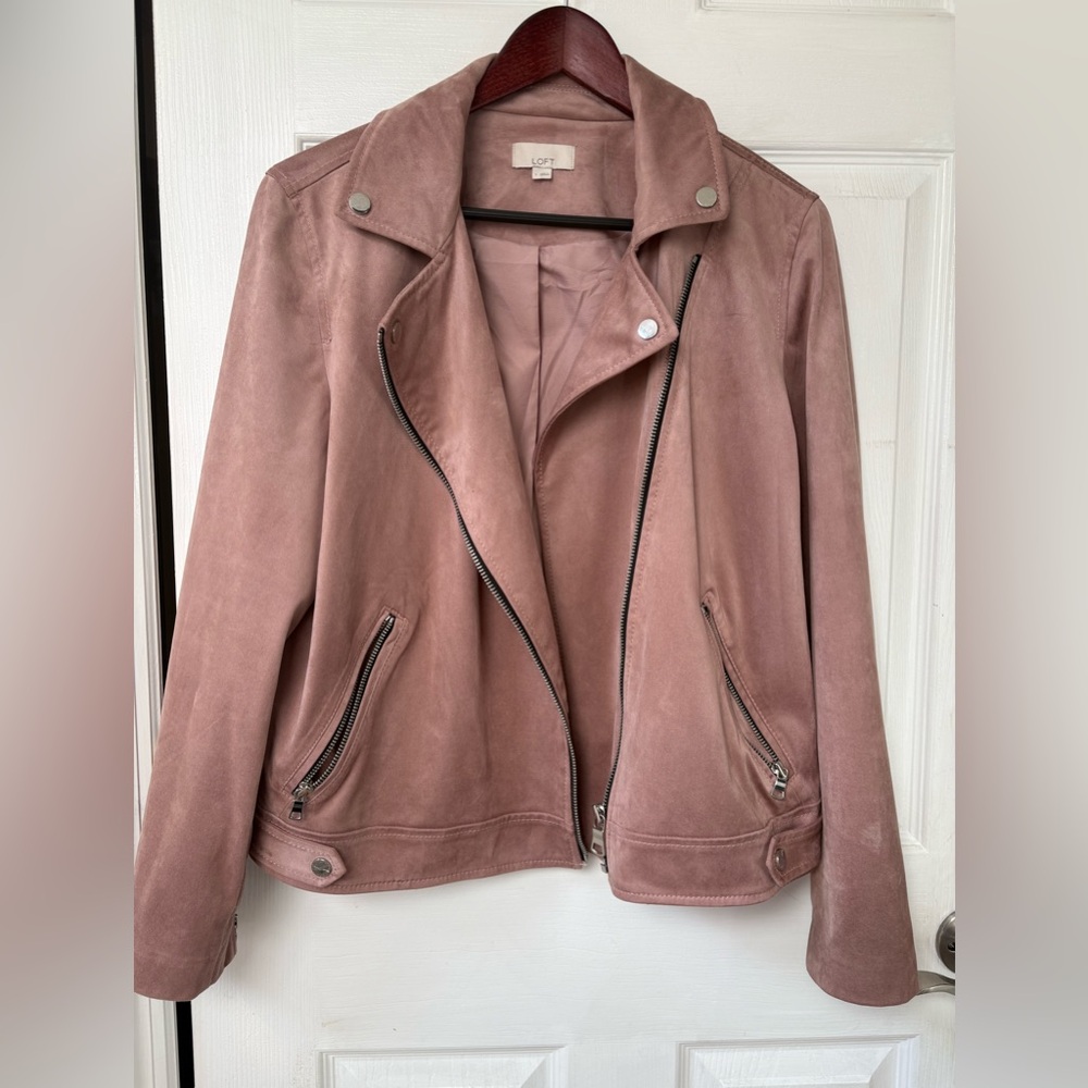Faux leather/suede Moto Jacket Dusty Rose